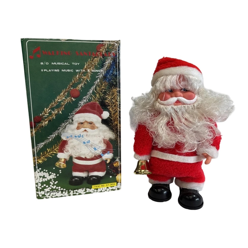 Vintage Walking Santa Claus Musical Toy Battery Operated Christmas Novelty READ
